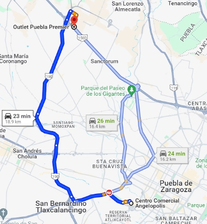 Cómo llegar a Outlet Puebla Premier desde Zona Angelópolis