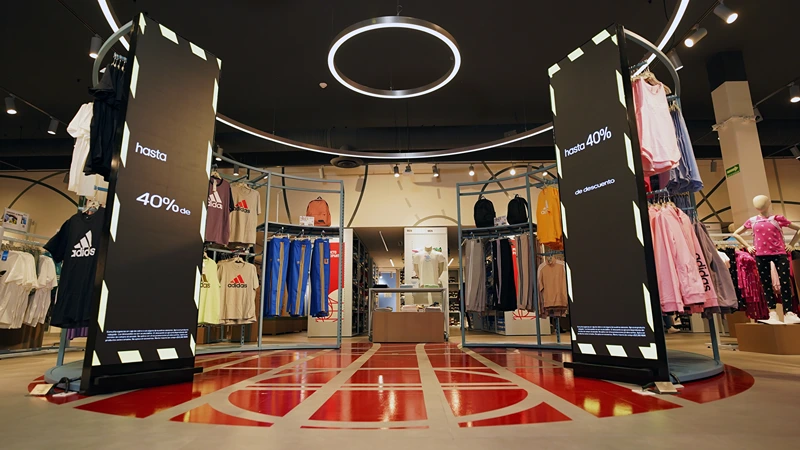 Tienda Adidas en Outlet Puebla Premier, México.