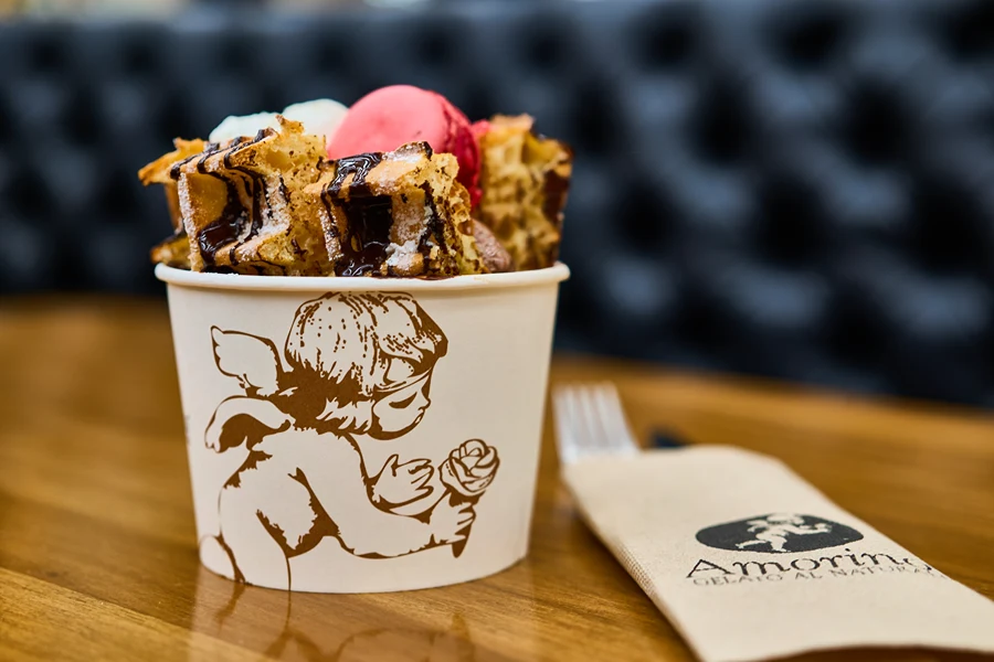 Toppings con Waffle sticks en Amorino