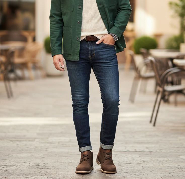 Hombre combinando botines Chukka marca Flexi