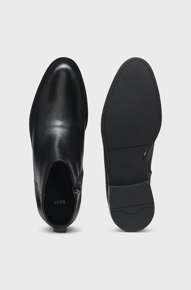Botines de piel con cremallera lateral color negro para hombre marca BOSS
