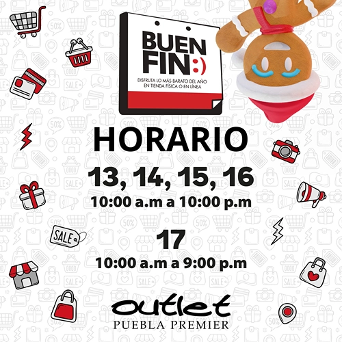 Horario de atención Plaza Outlet Puebla Premier durante buen fin 2025